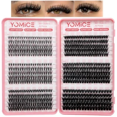 Image of Yomice Individual Cluster Lashes Extensions 600Pcs D Curl Natural Lash Clusters Fluffy 30D 100D Volume Eyelash Thick Tatti Russian Strip for Beginner（30D 100D)