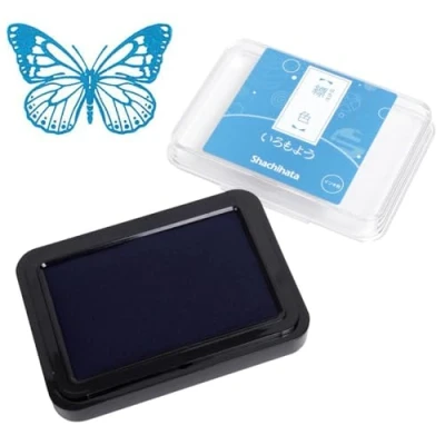 Image of IROMOYO Stamp PAD, for Journaling and Scrapbooking Traditional Japanese Ink Colour, Oil Based pad Cobalt Blue, Speedy Drying Time