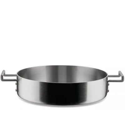 Image of Alessi Convivio DC101/24 Design Casserole with Two Handles in Multiply, Suitable for Induction, Stainless Steel and PVD Magnetic Bottom, 24 cm, Mat