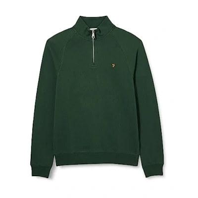 Image of Farah Men&#039;s Sweatshirt, Jim Organic Cotton Quarter Zip Forest Green, XS