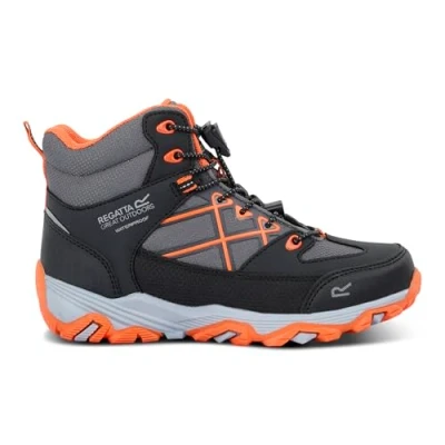 Image of Regatta Kids Waterproof Samaris Iii Walking Boots Black Blaze Orange, Size: Uk Infant 9