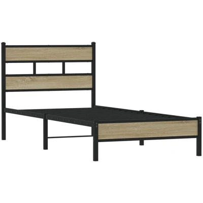 Image of vidaXL Bed Frame without Mattress Sonoma Oak 100x190 cm Engineered Wood