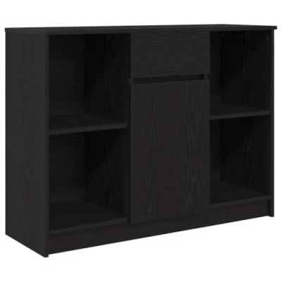 Image of vidaXL Black Oak Sideboard with Drawer &amp; Shelves 101x35x76 cm for Living Room/Dining Room/Office