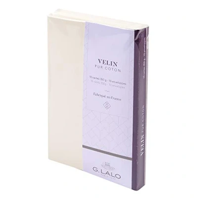 Image of Clairefontaine Ref 29400L G.Lalo Correspondence Writing Set Includes 10 x 8.5 13.5cm, 350gsm Cards + 9 14cm Lined Gummed Envelopes Pure Cotton Vellum Paper Cream