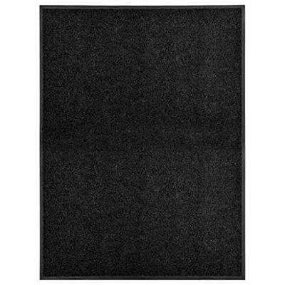 Image of vidaXL Black Indoor/Outdoor Doormat 90x120 cm Nonskid PVC Back, High Absorbency, Machine Washable, Durable Polyamide Fabric Construction