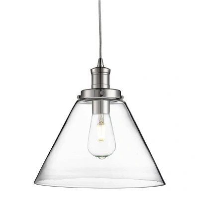 Image of Pyramid 1 Light Dome Ceiling Pendant Chrome with Clear Glass Shade, E27