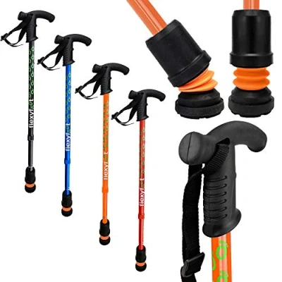 Image of Flexyfoot Shock Absorbing Derby Handle Walking Stick Choice of Colours Available Here Improved Comfort, Improves Grip, Safety Colour: Orange