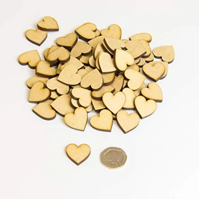 Image of 20mm Wooden Hearts Wedding Home Craft Blank Family Tree Decor Pack of 50