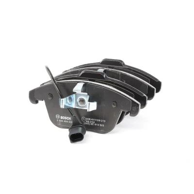 Image of 8K0698151A, 8K0698151F, 8K0698151P Brake pad set BOSCH 0 986 494 538 Low Metallic with integrated wear sensor piston clip, anti squeak plate