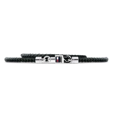 Image of Tommy Hilfiger Jewelry Men&#039;s Leather Bracelet Black 2701063