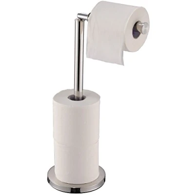 Image of Bath Vida Toilet Paper Holder Freestanding Bathroom Stand, Stainless Steel/Metal