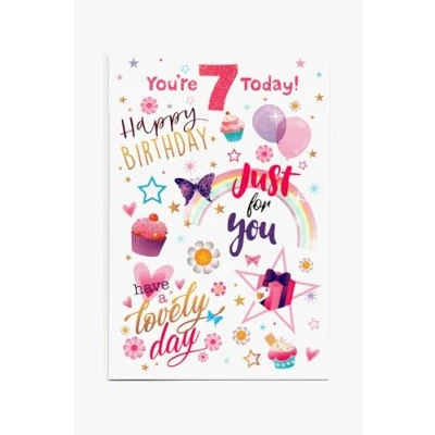Image of Birthday Card for Seven (7) 7th Year Old Girl Free Post (UK)