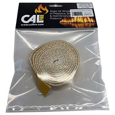 Image of CHIMSOC White Thermal Self Adhesive Tape for Stove Glass 25mm x 2mm 2 Metres