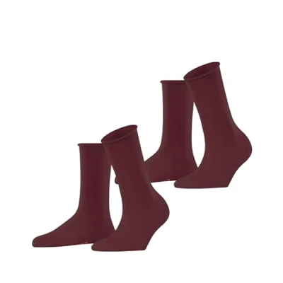 Image of ESPRIT Women&#039;s Basic Pure 2 Pack W SO Cotton Plain Pairs Socks, Red (Shadow 8138), 5.5 8