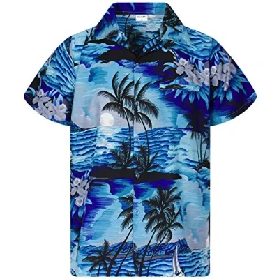 Image of King Kameha Men&#039;s Surf Shirt Short Sleeve Casual Button Down Hawaii Vacation, Surf, Dark Turquoise, 3XL