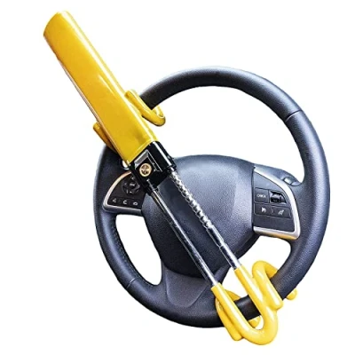 Image of UKB4C Heavy Duty Steering Wheel Lock for Car and Van High Visibility Security Anti Theft with Twin Bar Hook