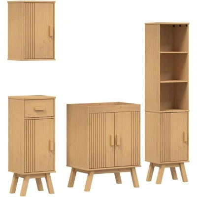 Image of vidaXL 4 Piece Bathroom Furniture Set Made of Solid Pine Wood