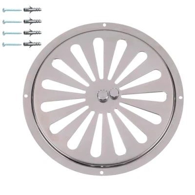 Image of Adjusted Circular Air Vent Grate INOX AISI 316, Stainless Steel Regulated Round Ventilation Grille Ø17.5 cm / 7 inches, Convection Outlet/Inlet, Open Close Grid.