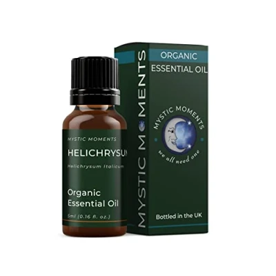 Image of Mystic Moments Organic Helichrysum Essential oil 5ml Pure &amp; Natural for Diffusers, Aromatherapy Massage Blends Vegan GMO Free