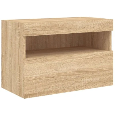 Image of vidaXL TV Wall Cabinet with LED Lights Sonoma Oak 60x30x40 cm