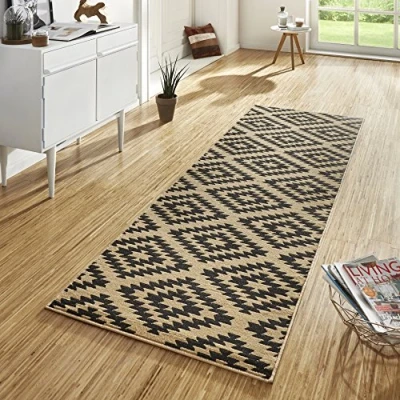 Image of HANSE Home Nordic Rug Runner 80 x 250 cm Soft Short Pile Modern Diamond Design for Hallway, Bedroom, Children&#039;s Room, Bathroom, Living Kitchen Decorative Brown
