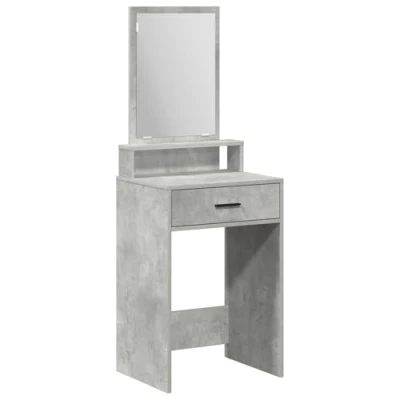 Image of vidaXL dressing table concrete grey MDF 50x41x140 cm rectangular makeup vanity with drawer and shelf for modern bedroom