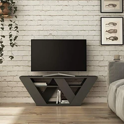 Image of HOCUS PICUS Modern Designed TV Unit for Livingroom up to 42 Inch TVs Engineered Wood Anthracite 110x30x40cm Easy Assemble and Clean