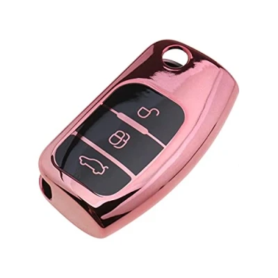 Image of the Lord of Tools Car Key Cover Finish TPU 3 Button Fob Case Shell Drop proof Pink Compatible with Ford Focus Fiesta C Max S Kuga Mondeo MK4