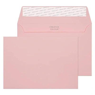 Image of Blake Creative Colour C6 114 x 162 mm 120 gsm Peel &amp; Seal Wallet Envelopes (101) Baby Pink Pack of 500