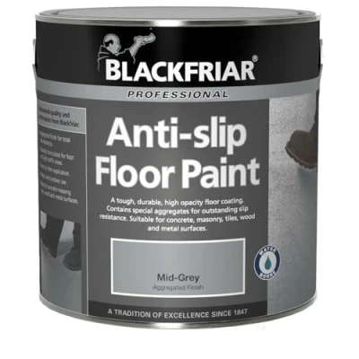 Image of Blackfriar Anti Slip Floor Paint Mid Grey Indoor or Outdoor 5 Litres Semi Gloss