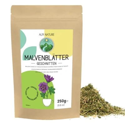 Image of Mallow Leaves 250g 8.8 oz by Alpi Nature, Dried Plant, Loose Leaf Tea, Cut for Preparation of Herbal Tea and