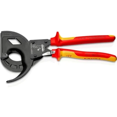 Image of Knipex Cable Cutter (ratchet principle, 3 stage) black atramentized, insulated with multi component grips, VDE tested 320 mm 95 36