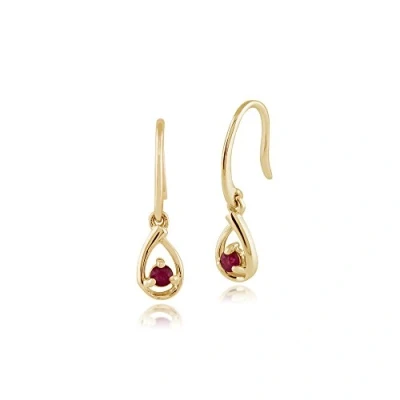 Image of Gemondo 9ct Yellow Gold Round Ruby Pear Drop Earrings