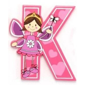 Image of Vinsani Wooden Fairy Alphabet Letters Personalised Bedroom Wall Door Name (K)