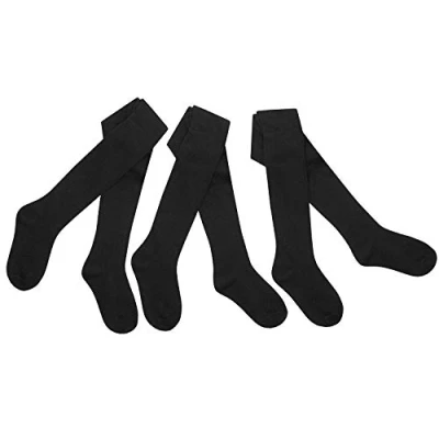 Image of Tick Tock Baby Girls Cotton Rich Plain Tights 3 Pack Black 12 18 months