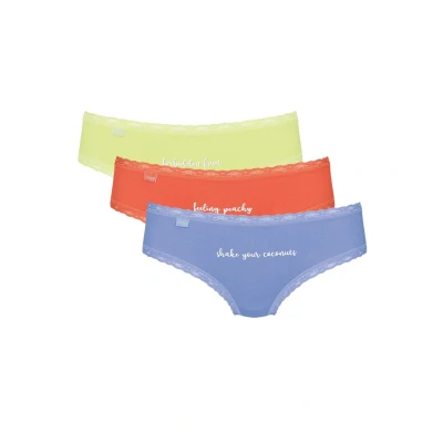Image of Sloggi Women&#039;s 24/7 Weekend Hipster C3P Briefs, ORANGE DARK COMBINATION, 8