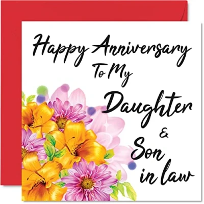 Image of Cute Anniversary Card for Daughter Happy &amp; Son in Law Special Wedding Women Men Her Him, 145mm x Beautiful Greeting Cards Fiance Fiancee