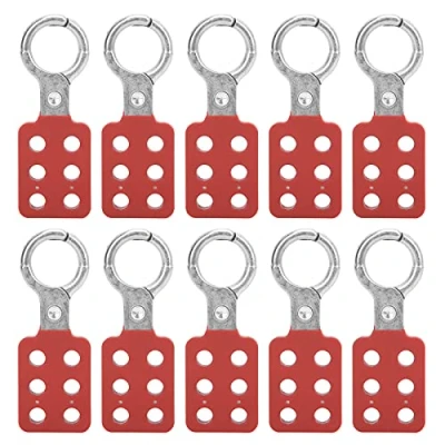 Image of 10Pcs Lockout Hasp Tagout Hasp, Lock Out Tag Insulation Padlock with 6 Holes Interlock, Safety for Padlocks, Devices, 1&quot; Inside Jaw Diameter