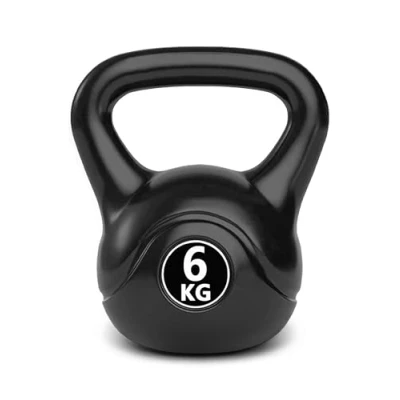 Image of Bestfor Kettlebell Vinyl Coated, Black, Weight Lifting Strength Kettle Bell, for Training, Cardio, Fitness, Muscle Exercise Chart, Body Building, Home Gym Workout 6kg