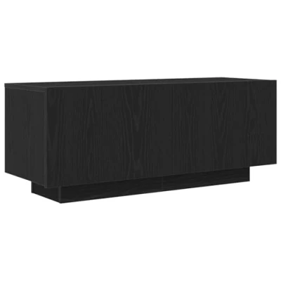 Image of vidaXL Black Oak TV Stand/Table Engineered Wood Media Console/Cabinet, Matte Finish, Spacious Storage Compartments Living Room/Entertainment Center