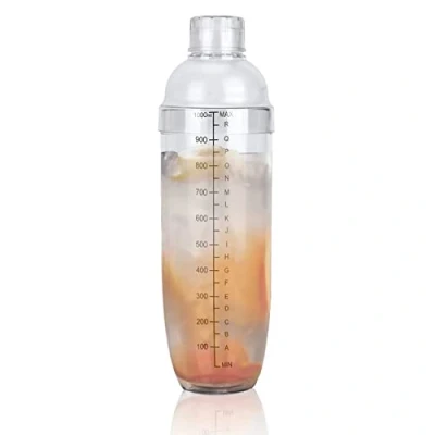 Image of 1000ml Cocktail Shaker, Martini Shaker Leak Proof,Drink Built in Strainer, Plastic Margarita Mixer,Bartender Kit Gifts