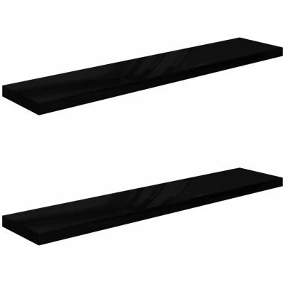 Image of vidaXL Floating Wall Shelves 2 pcs High Gloss Black 120x23.5x3.8 cm MDF