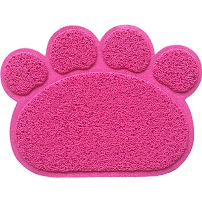 Image of Cat Litter Mat Non slip Pet Paw Shape Dog Puppy Kitten Dish Bowl Food Water Placemat 30 * 40cm (Pink)