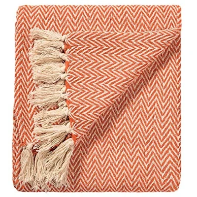 Image of Orange Chevron Soft Cotton Handloom Blanket Throw 150cm x 125cm