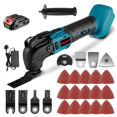 Image of Battery Multifunctional Tool 350W Oscillating Multitool Kit with 4 Oscillation Angle, 5 Variable Speeds, 22Pcs Saw Accessories and Carry Bag Included