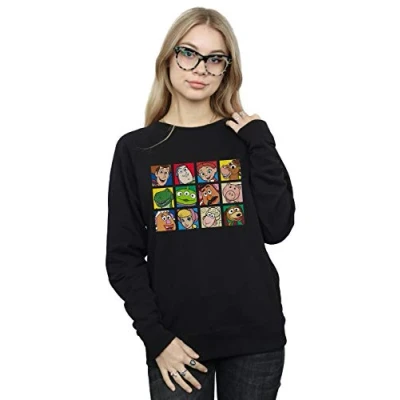 Image of Disney Women&#039;s Toy Story Character Squares Sweatshirt Black Large