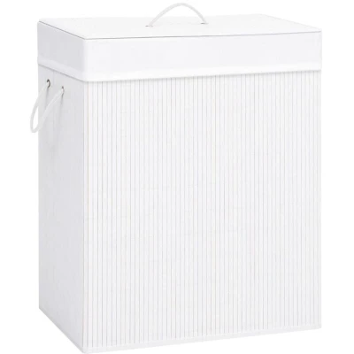 Image of vidaXL Bamboo Laundry Basket White 83 L