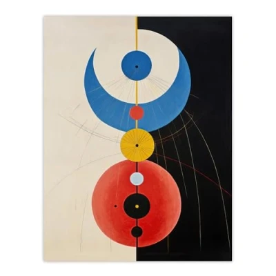 Image of Wee Blue Coo Black Meets White Hilma Af Klint Style Extra Large XL Wall Art Poster Print