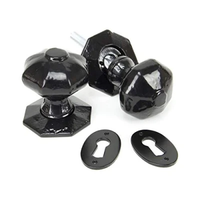 Image of From the Anvil Black Octagonal Mortice/Rim Knob Set