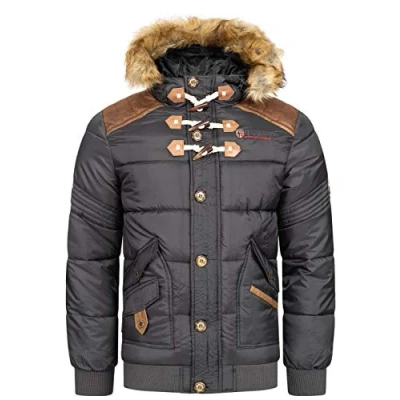Image of Geographical Norway Belphegore Men Men&#039;s Autumn Winter Padded Jacket Comfortable Warm Coat Lining Long Sleeve Windbreaker Casual (Dark grey M)